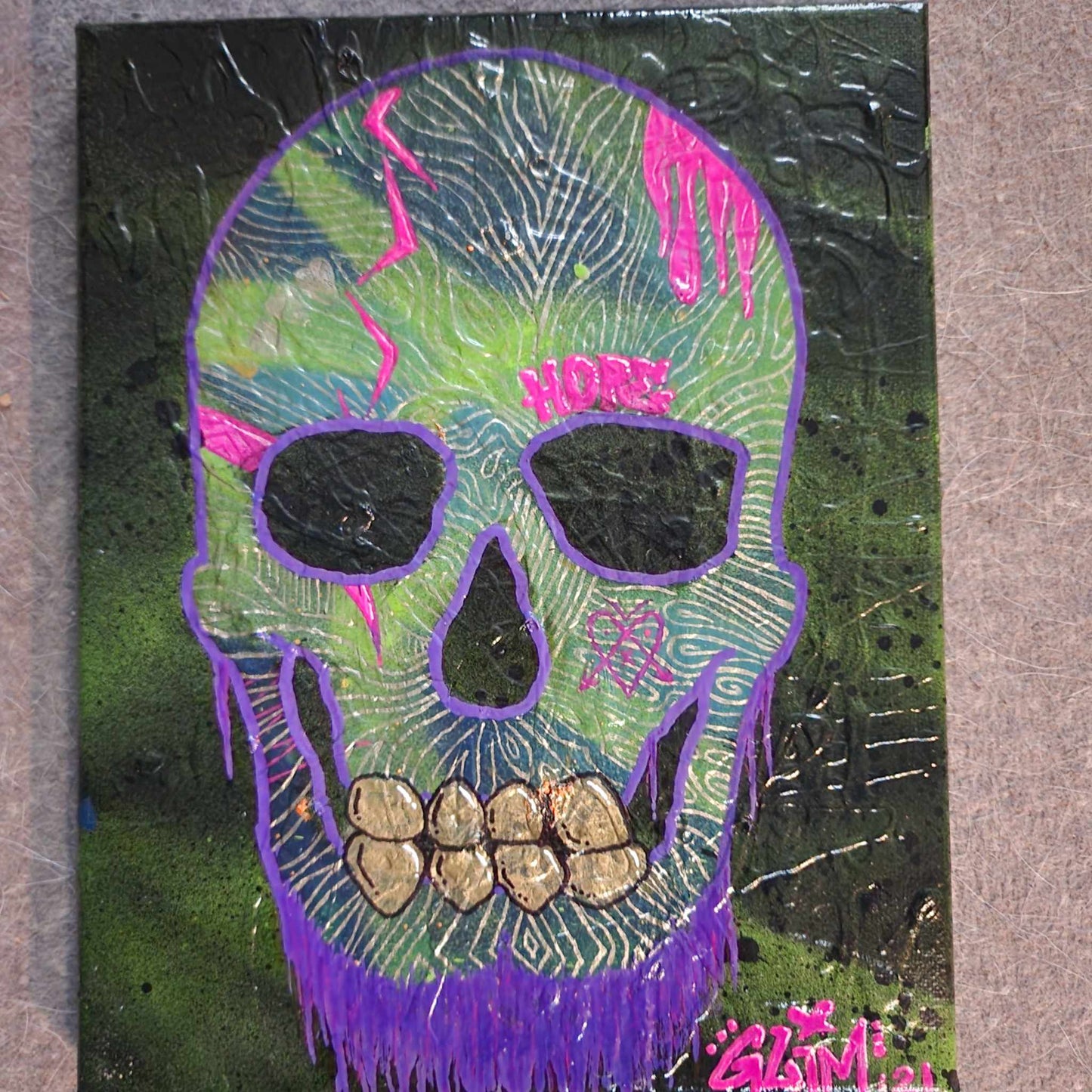 8x10 Graffiti Skull Painting